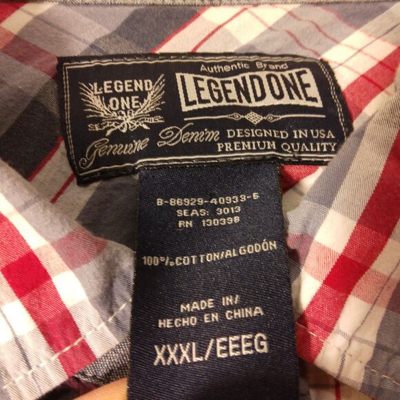 Legend One shirt mens 3XL XXXL plaid multicolor short sleeve button cotton - Picture 6 of 7